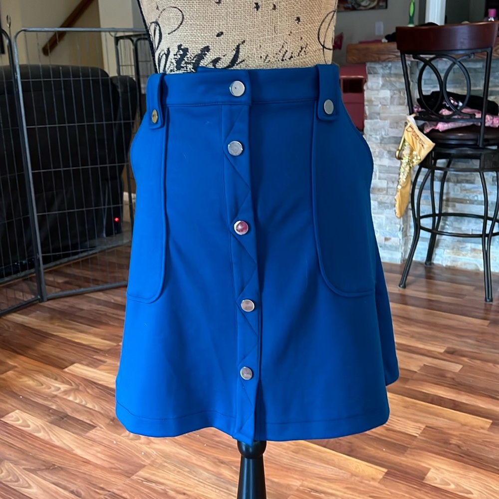 🆑FINAL PRICE‼️ Size 10 blue snap button up skirt with pockets